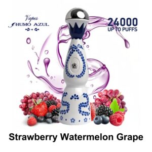 Strawberry Watermelon Grape 24K Puffs Humo AZUL 24000 Disposable Vape | 2% Nicotine, Ceramic Bottle Design